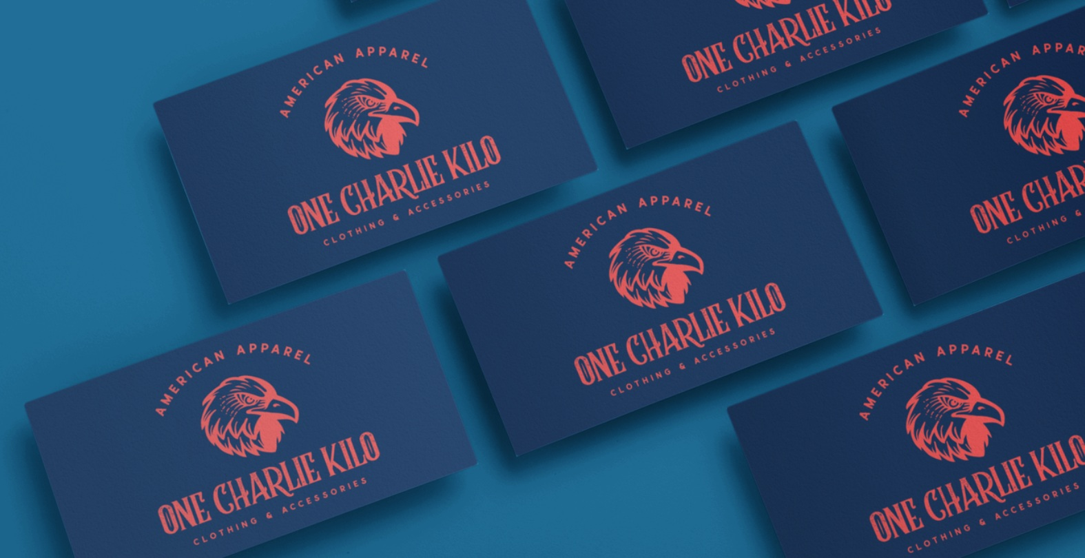 One Charlie Kilo e-Gift Cards on blue background with shadow