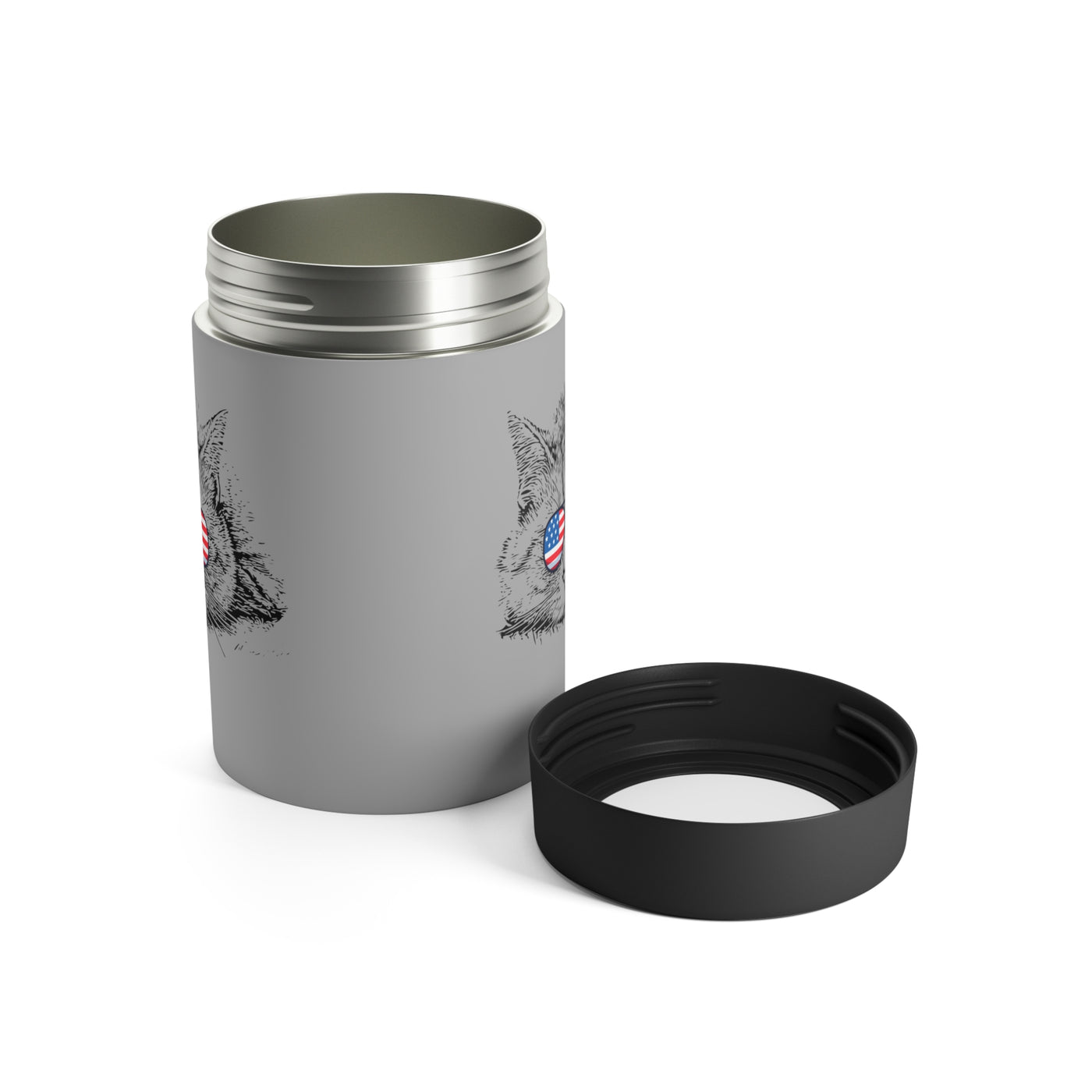 Independence Day Cat Stainless Steel Can Holder