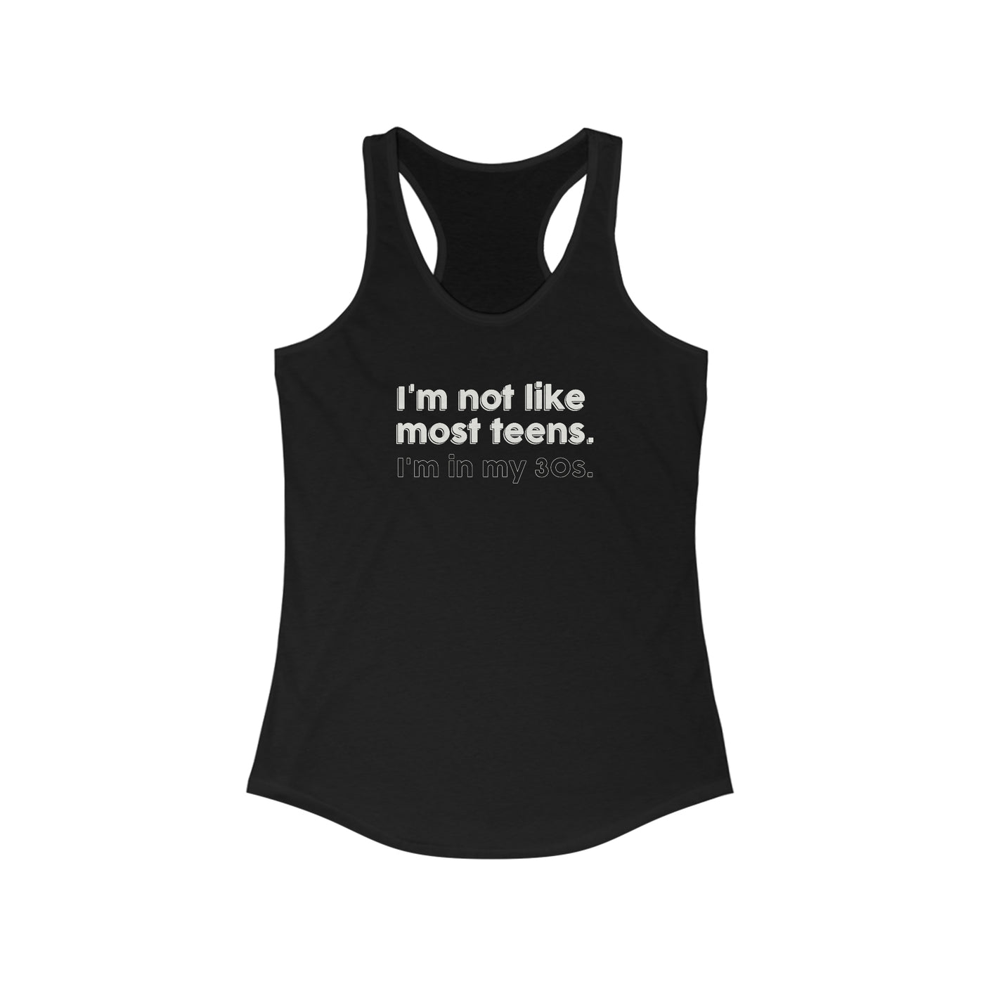 I'm Not Like Most Teens I'm In My 30s Women's Racerback Tank