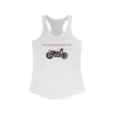 Motorcycle Outside Psychiatrist's Office Women's Racerback Tank