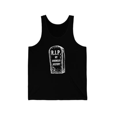 Men's funny tank top with print R.I.P. My Browser History black