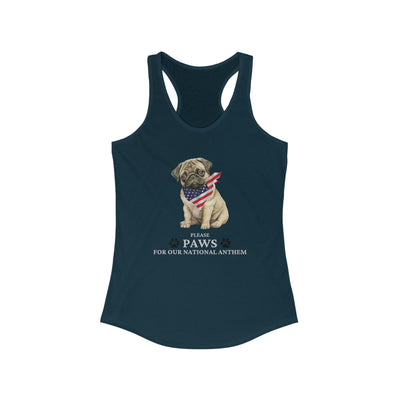 Please Paws For Our National Anthem Women's Racerback Tank