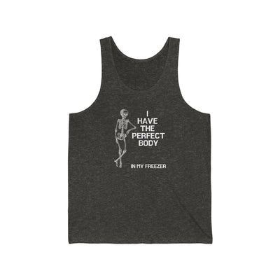 funny mens tank top perfect body charcoal