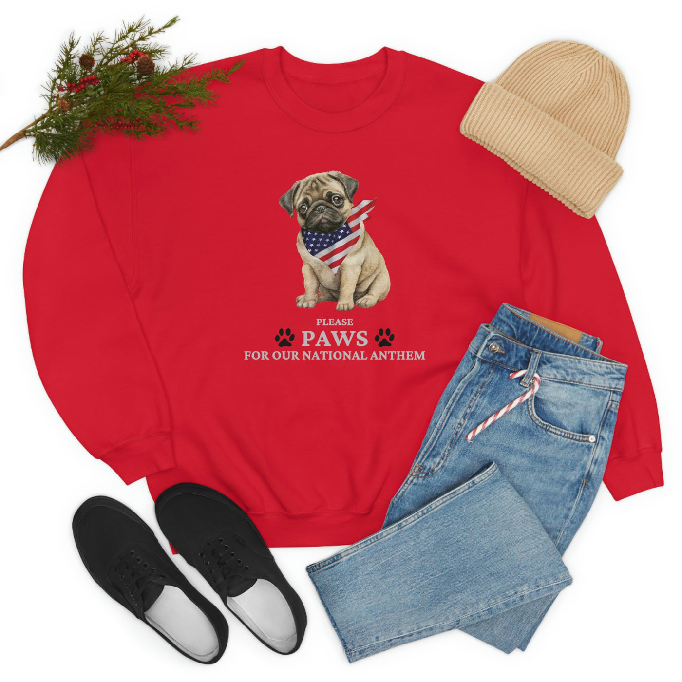 Please Paws For Our National Anthem Crewneck Sweatshirt