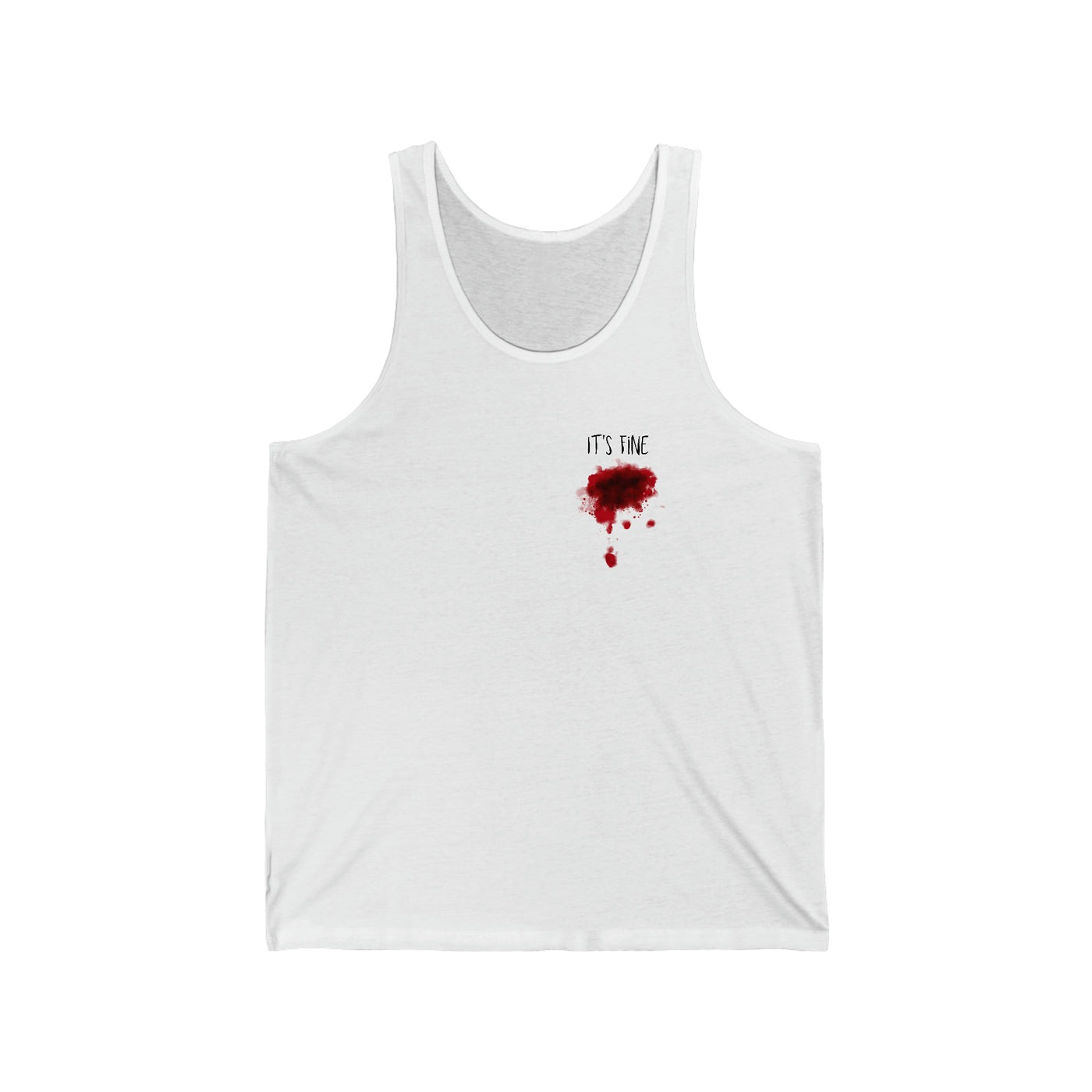 funny mens tank top for halloween with realistic gun shot wound