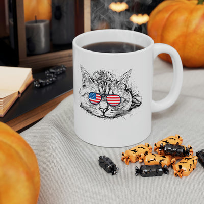 Independence Day Cat 11oz Ceramic Mug