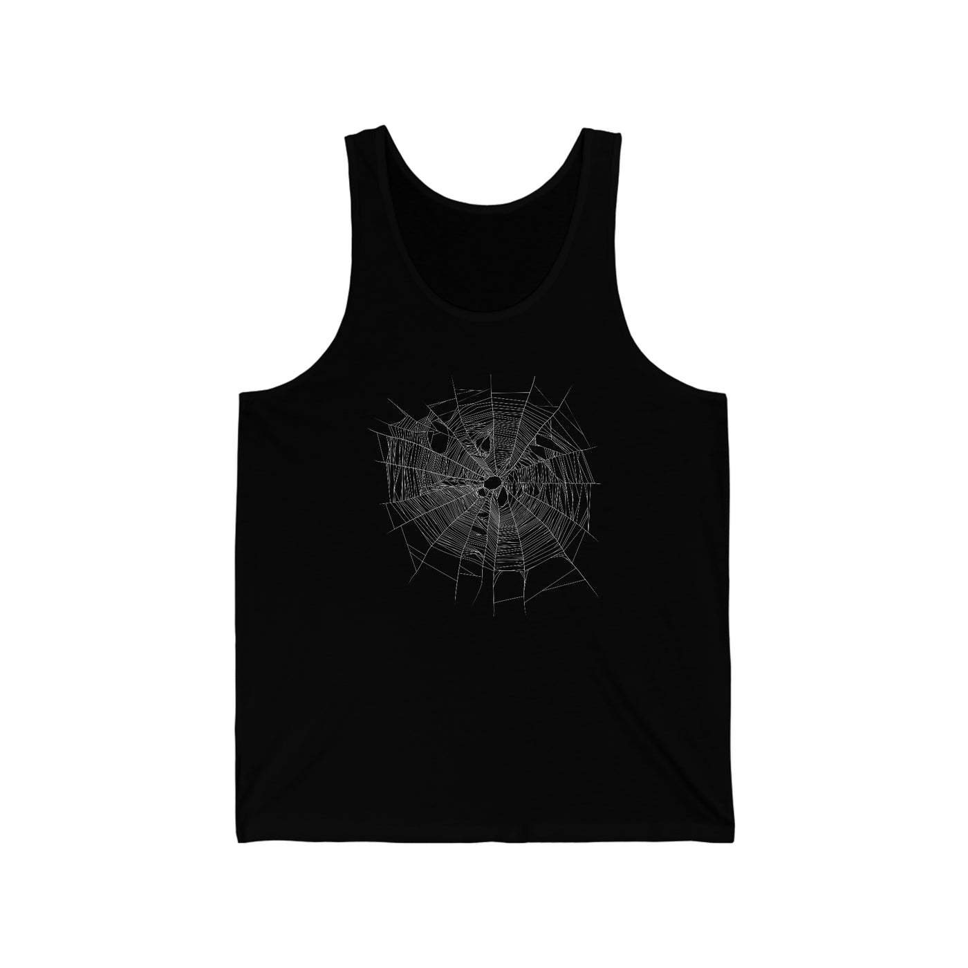 funny mens tank top spider web print black