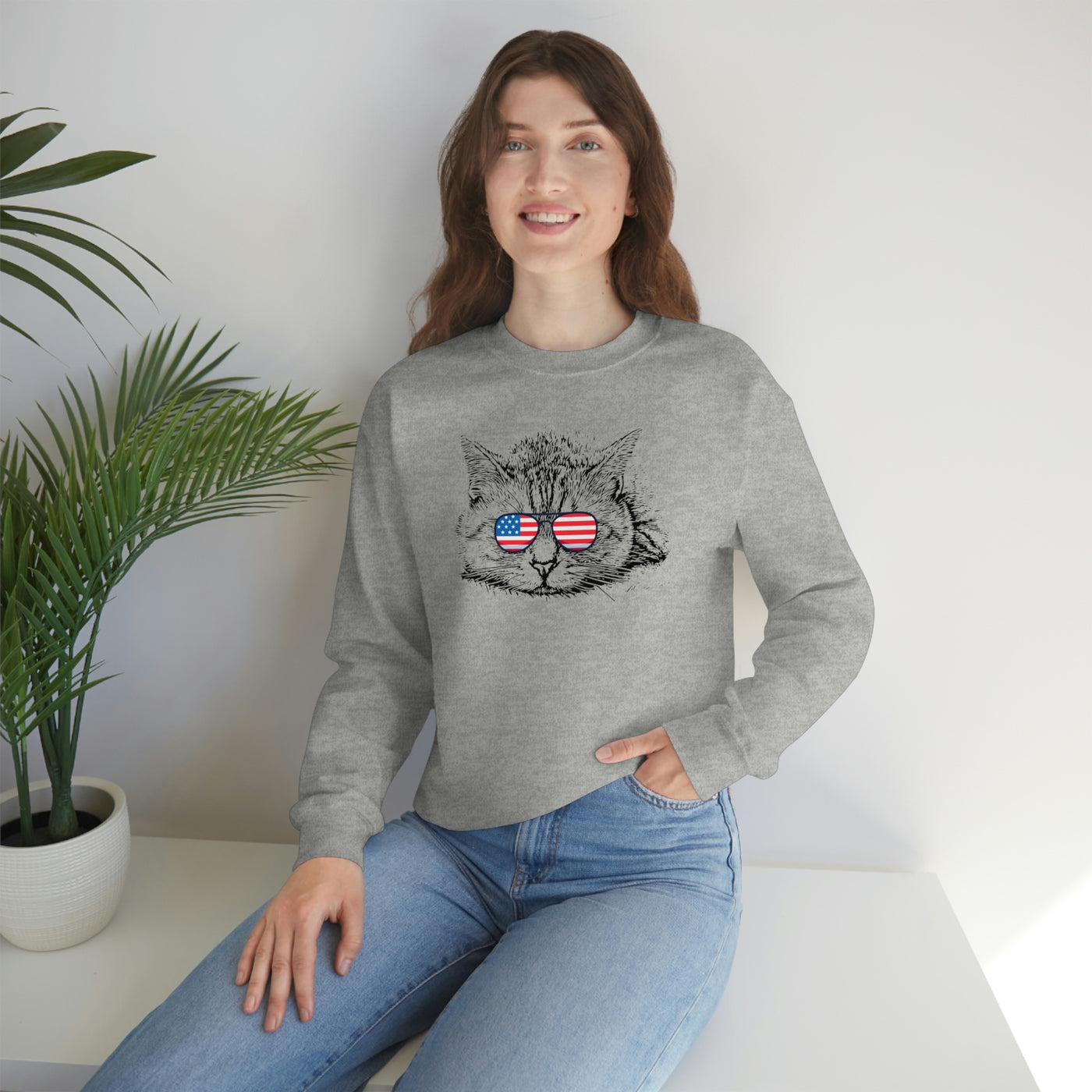 Independence Day Cat Crewneck Sweatshirt