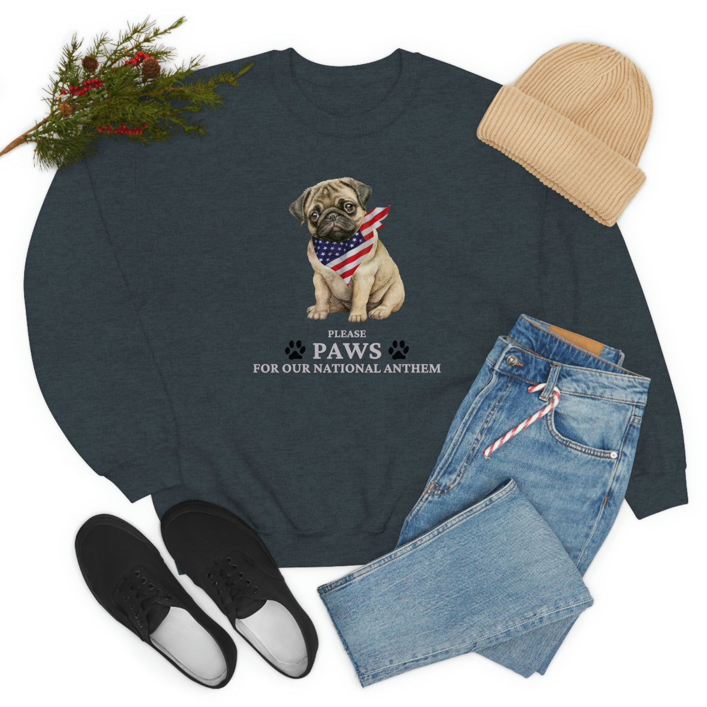 Please Paws For Our National Anthem Crewneck Sweatshirt