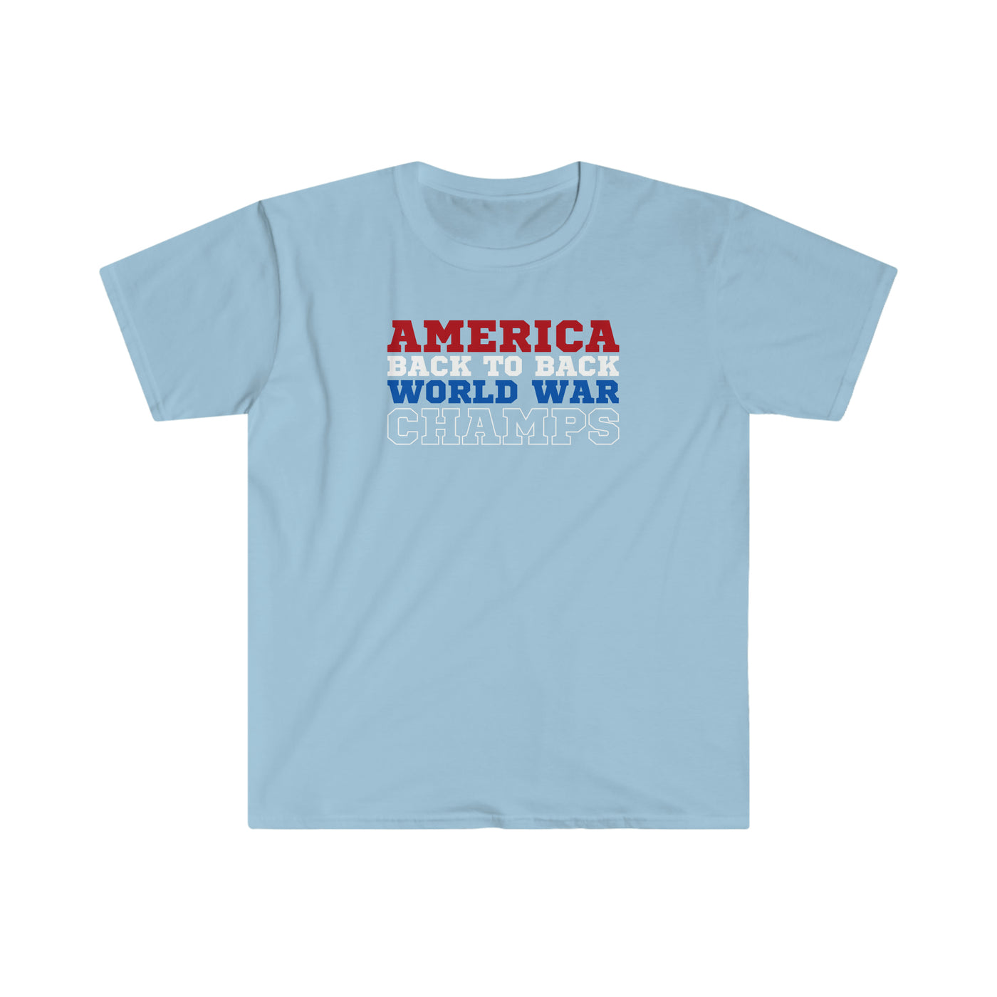 4th of july America World War Champs mens T-Shirt ice blue