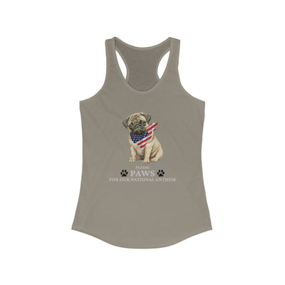 Please Paws For Our National Anthem Women's Racerback Tank