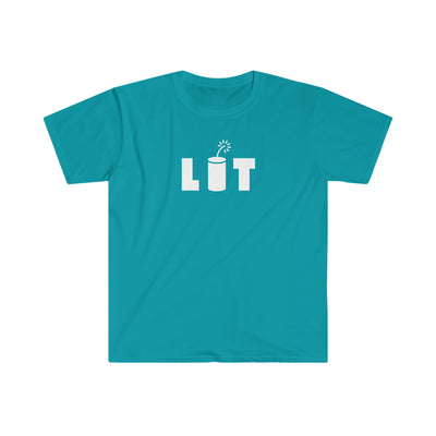 fourth of july LIT Fireworks mens T-Shirt light blue