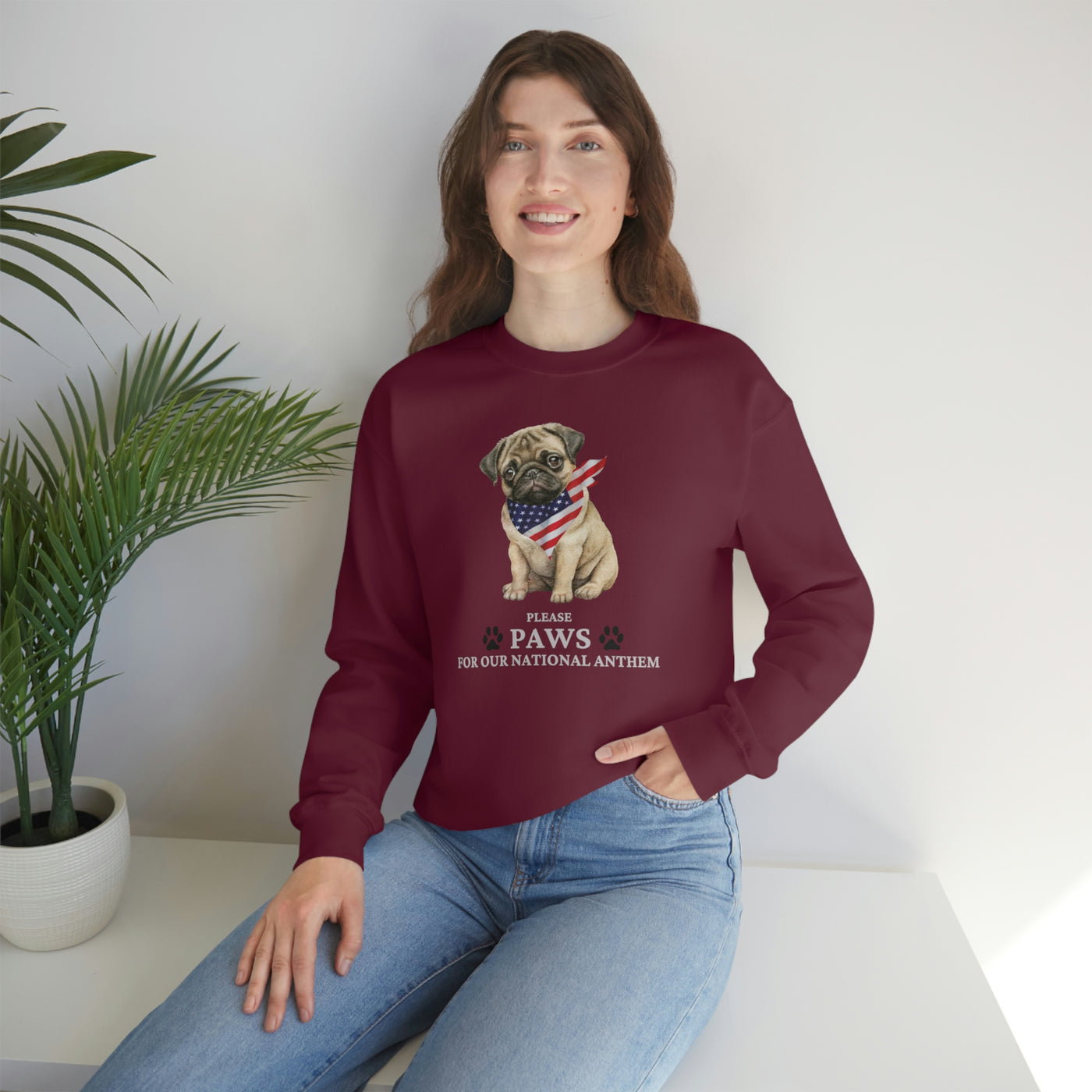 Please Paws For Our National Anthem Crewneck Sweatshirt