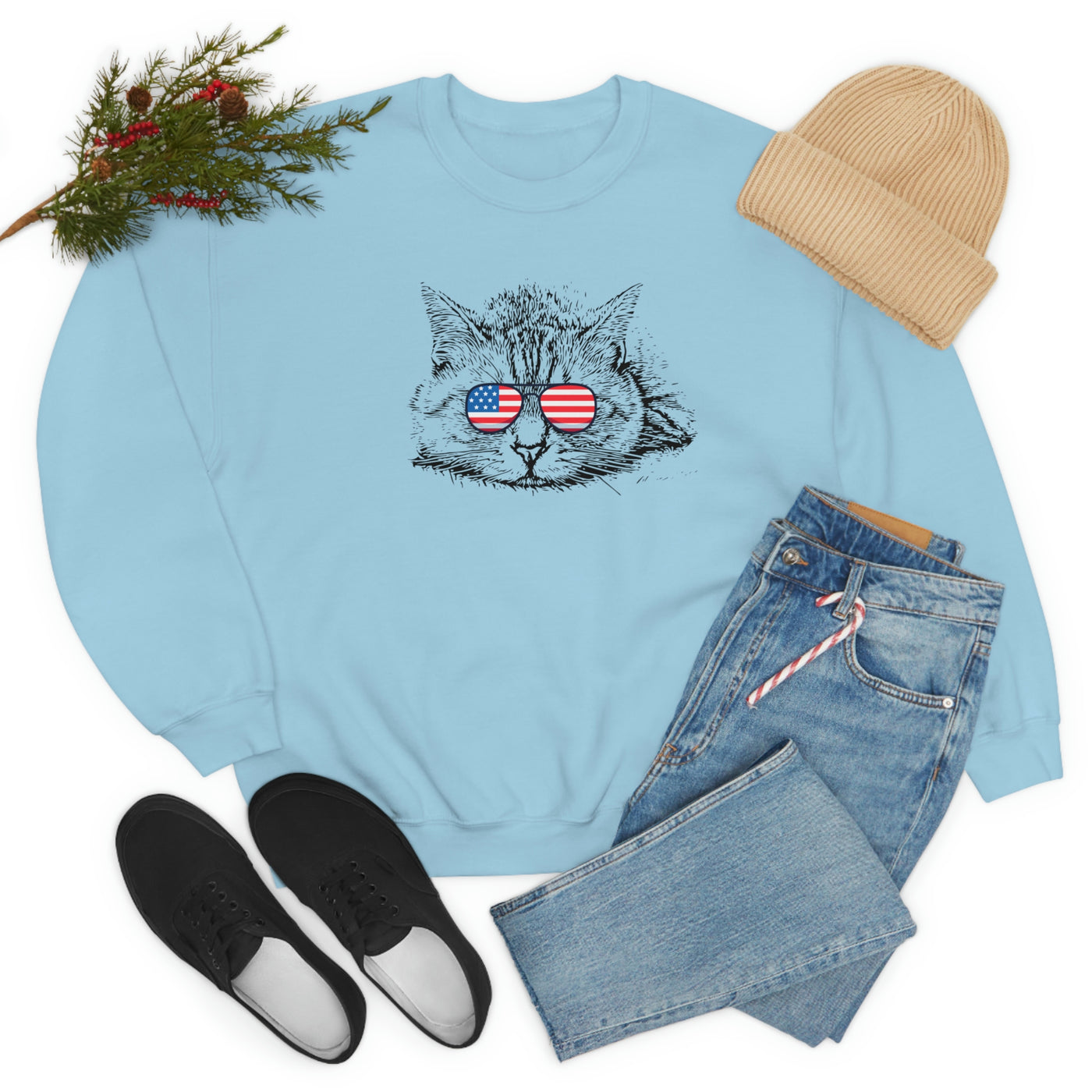 Independence Day Cat Crewneck Sweatshirt